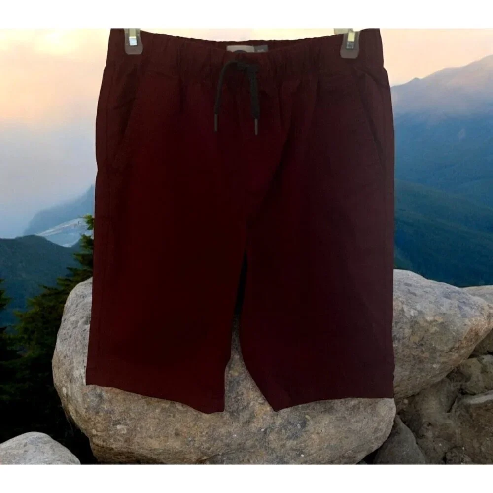 Old Navy Boys Jogger Shorts Size XL 14-16 Burgundy Pull On Drawstring